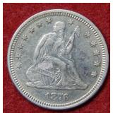 1876 Seated Liberty Silver Quarter