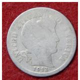 1913 S Barber Silver Dime