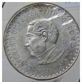 1957 Mexico 10 Peso Silver Coin