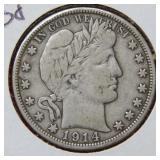 1914 Barber Silver Half Dollar Coin