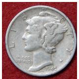 1945 S Micro S Mercury Silver Dime - error