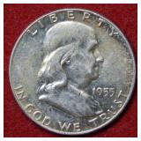 1955 Franklin Silver Half Dollar Coin