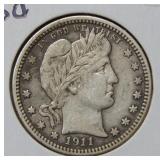 1911 Barber Silver Quarter