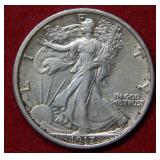 1917 Walking Liberty Silver Half Dollar Coin