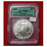 2003 Silver Eagle 1oz ICG MS69