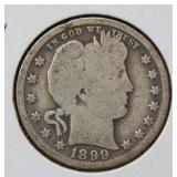 1899 O Barber Silver Quarter