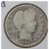 1898 O Barber Silver Quarter