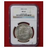 1884 O Morgan Silver Dollar NGC MS62