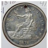 1878 Silver Trade Dollar - Holed