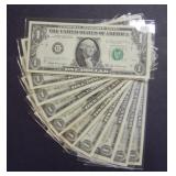 (10) $1 Crisp Federal Reserve Notes