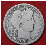 1893 O Barber Silver Half