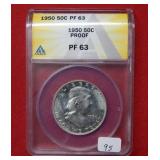 1950 Franklin Silver Half ANACS PF63