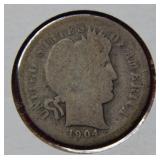 1904 S Barber Silver Dime