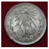 1944 Mexico Cap & Rays Silver Peso