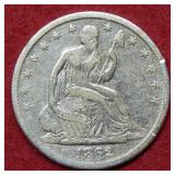 1862 S Seated Liberty Silver Half Dollar Coin