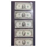 $1-$2-$5-$10-$20 Crisp Federal Reserve Notes