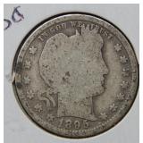 1895 S Barber Silver Quarter
