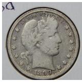 1899 O Barber Silver Quarter