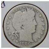 1900 O Barber Silver Quarter