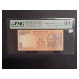 2014 India 10 Ruppee Note PMG 64