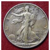 1938 D Walking Liberty Silver Dollar Half