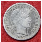 1902 Barber Silver Dime