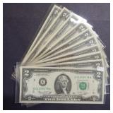 (10) 1976 $2 Federal Reserve Notes - Crisp