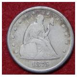 1875 CC Seated Liberty 20 Cent Piece