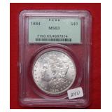 1884 Morgan Silver Dollar PCGS MS63