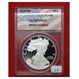 2010 W Silver Eagle 1oz ANACS PR70 DCAM