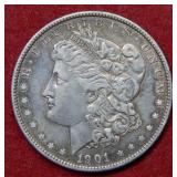 1901 Morgan Silver Dollar Coin - rim damage