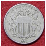 1866 Shield Nickel with Rays