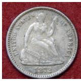 1872 Seated Liberty Silver Half Dime
