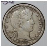 1916 D Barber Silver Quarter