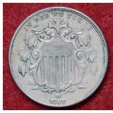 1867 Shield Nickel with Rays