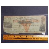 1862 $5 State of Mississippi Note