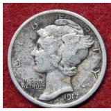 1917 D Mercury Silver Dime