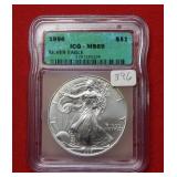1996 Silver Eagle 1oz ICG MS69