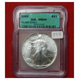 1994 Silver Eagle 1oz ICG MS69