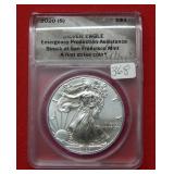 2020 (S) Silver Eagle 1oz ANACS MS70