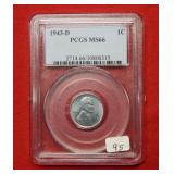 1943 D Lincoln Wheat Cent PCGS MS66