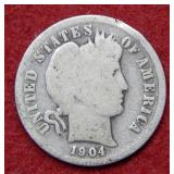 1904 S Barber Silver Dime