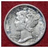 1916 Mercury Silver Dime - Full Split Bands