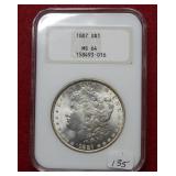 1887 Morgan Silver Dollar NGC MS64