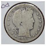 1901 S Barber Silver Half Dollar Coin