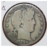 1898 O Barber Silver Half Dollar