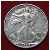 1936 S Walking Liberty Silver Half Dollar
