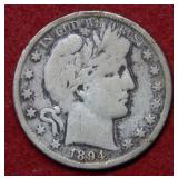 1894 S Barber Silver Half