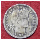 1892 O Barber Silver Dime