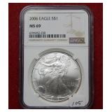 2006 Silver Eagle NGC MS69